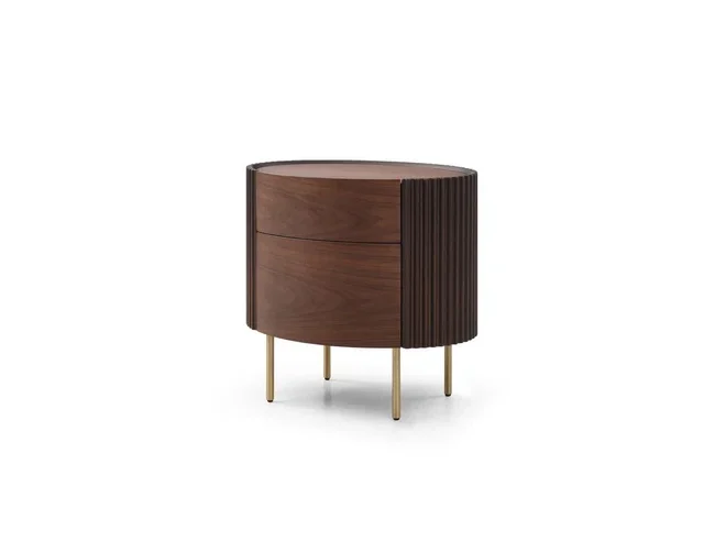 Lantine Bedside Table - Walnut & Brass