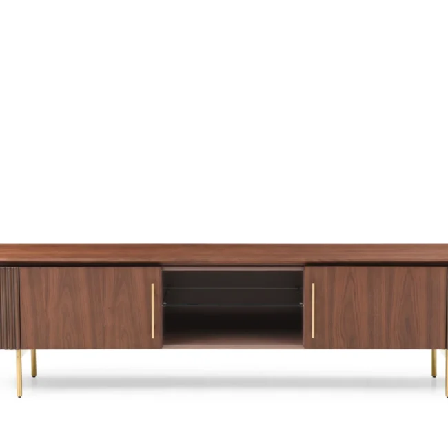 Lantine TV Unit - Walnut & Brass