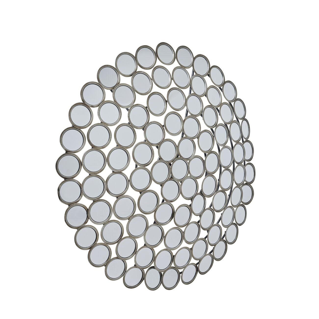 Large Round Convex Antiqued Silver Multi Mirror Large Round Convex Antiqued Silver Multi Mirror