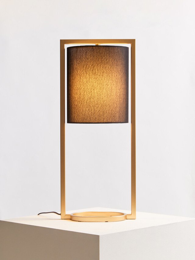 Lavelle Black Shade With Gold Finish Metal Frame Table Lamp Lavelle Black Shade With Gold Finish Metal Frame Table Lamp