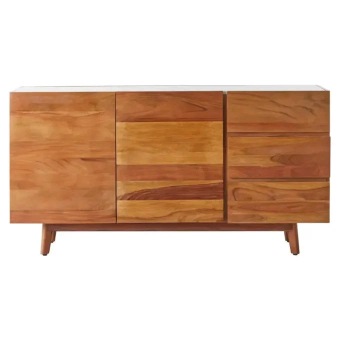 Lisbury 2 Door White Marble Media Unit