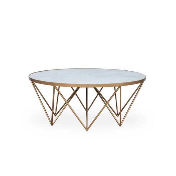Crofton Round Coffee Table | White Marble Glass