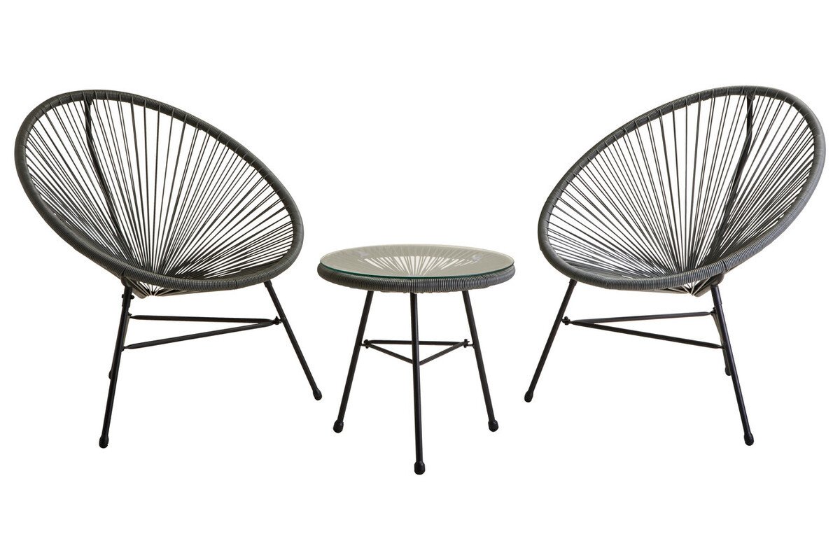Mame Grey 3 Piece Rattan Patio Set Mame Grey 3 Piece Rattan Patio Set