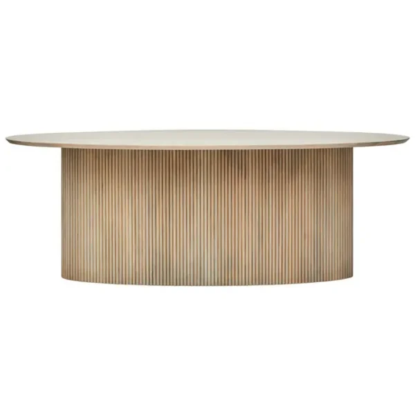 Marcello Mango Wood Grey Finish Ridge Detail Oval Dining Table1