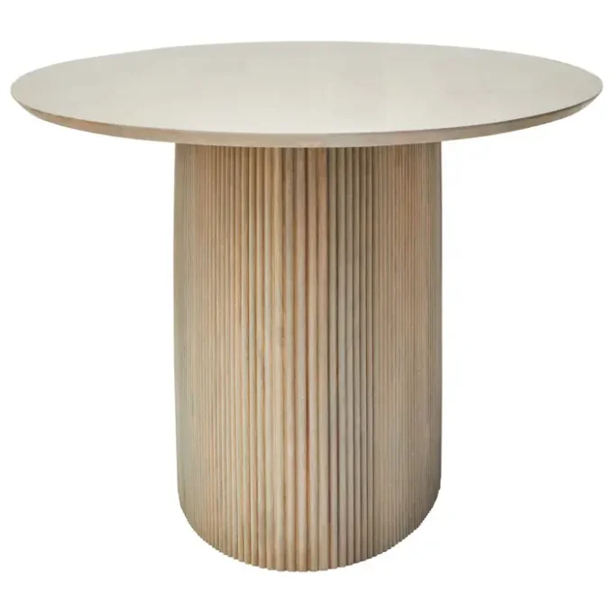 Marcello Mango Wood Grey Finish Ridge Detail Oval Dining Table2