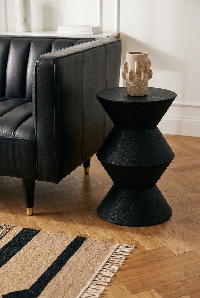 Mardona Black Shagreen Effect Side Table Mardona Black Shagreen Effect Side Table