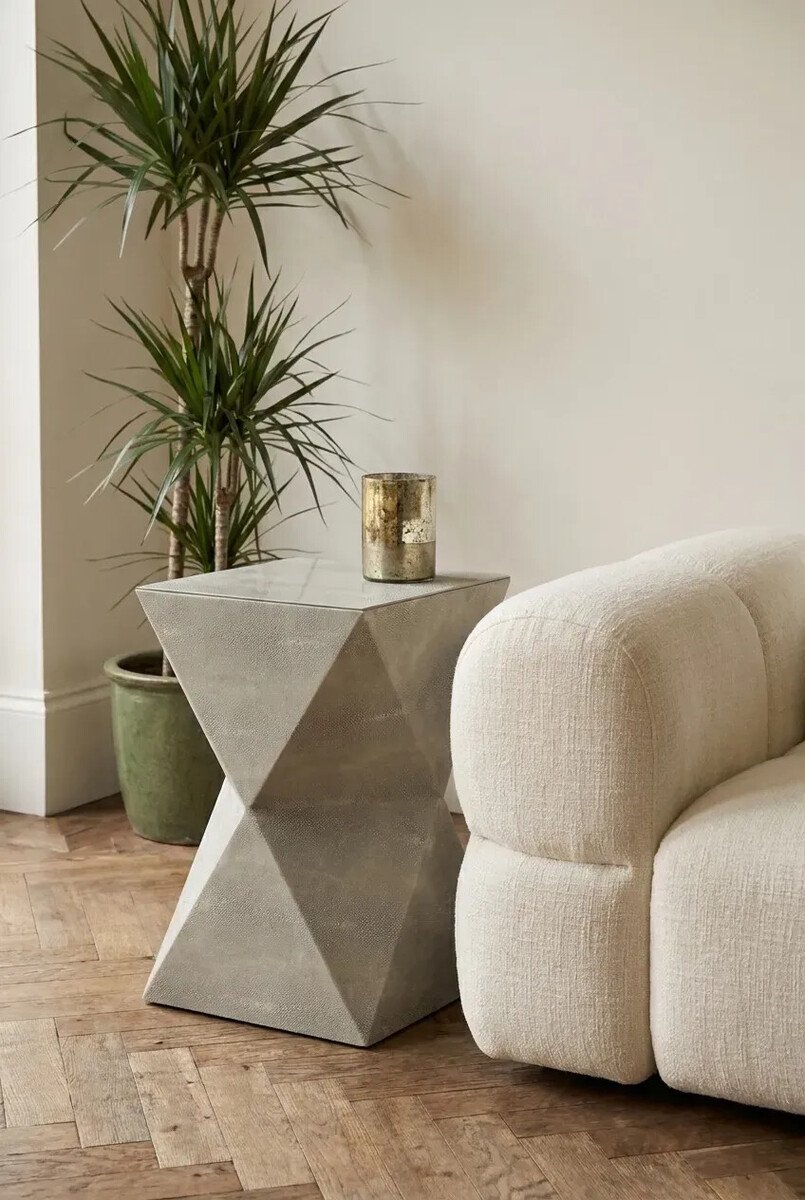 Mardona Grey Shagreen Effect Side Table Mardona Grey Shagreen Effect Side Table