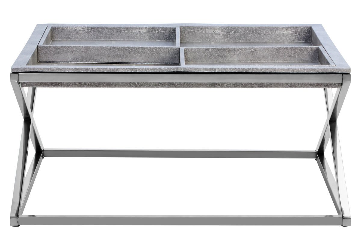 Mardona Grey Shagreen Effect Tray Coffee Table Mardona Grey Shagreen Effect Tray Coffee Table