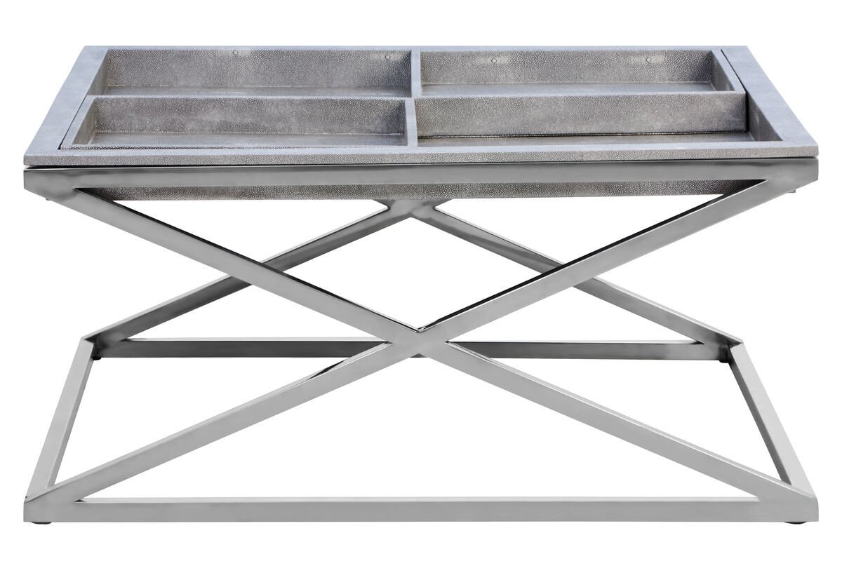 Mardona Grey Shagreen Effect Tray Coffee Table Mardona Grey Shagreen Effect Tray Coffee Table