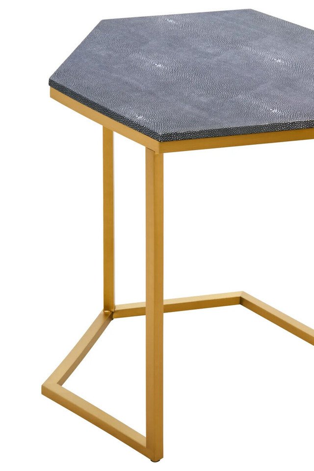 Mardona Nest of Three Hexagonal Blue Shagreen Effect Tables Mardona Nest of Three Hexagonal Blue Shagreen Effect Tables
