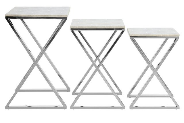 Mardona Nest of Three Shagreen Effect Tables Mardona Nest of Three Shagreen Effect Tables