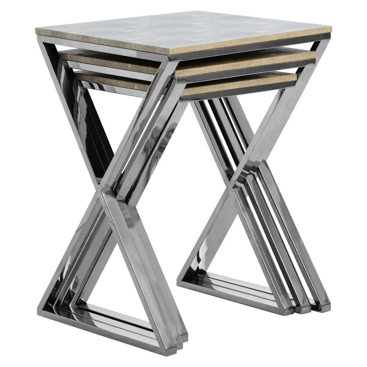 Mardona Nest of Three Shagreen Effect Tables Mardona Nest of Three Shagreen Effect Tables