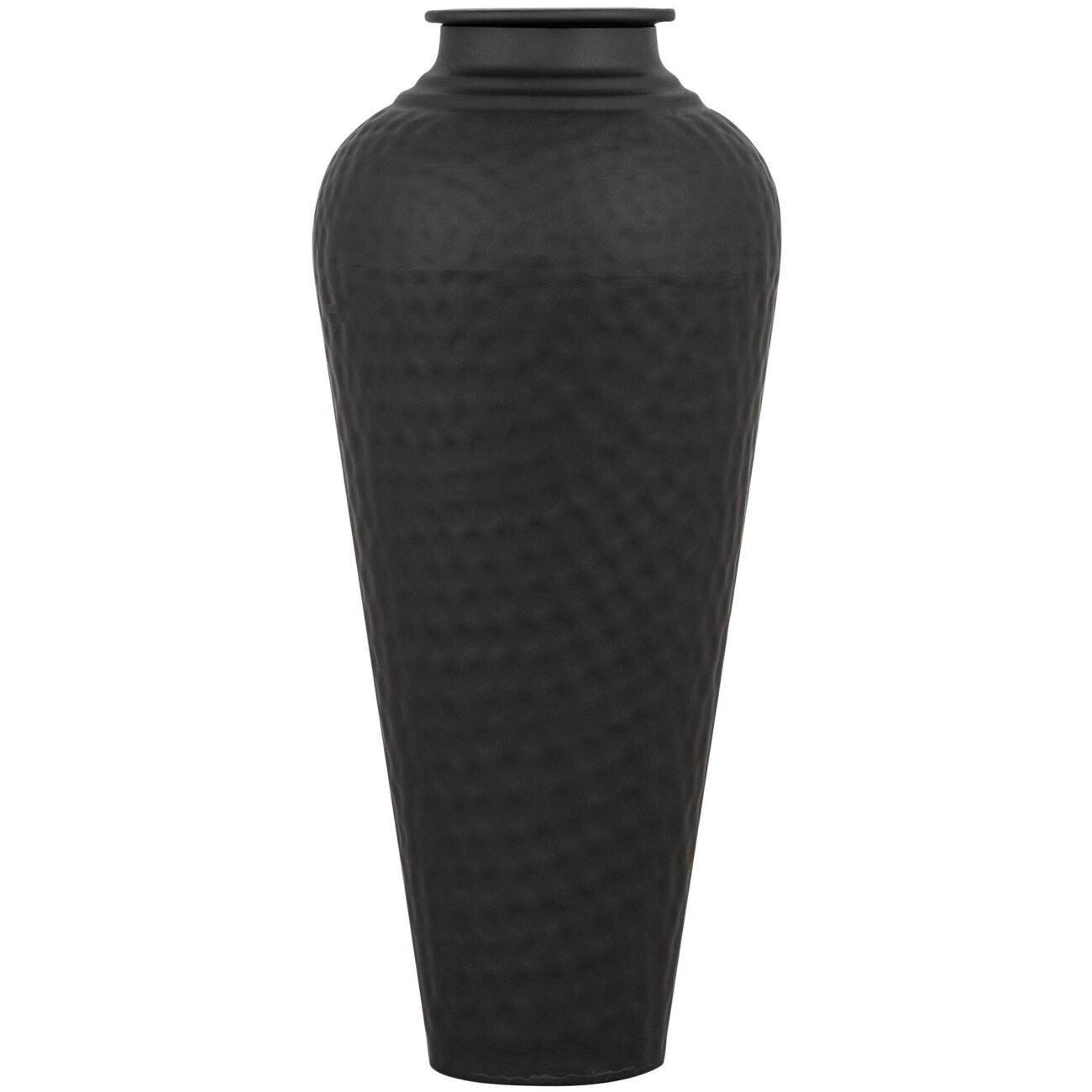 Matt Black Hammered Vase With Lid Matt Black Hammered Vase With Lid
