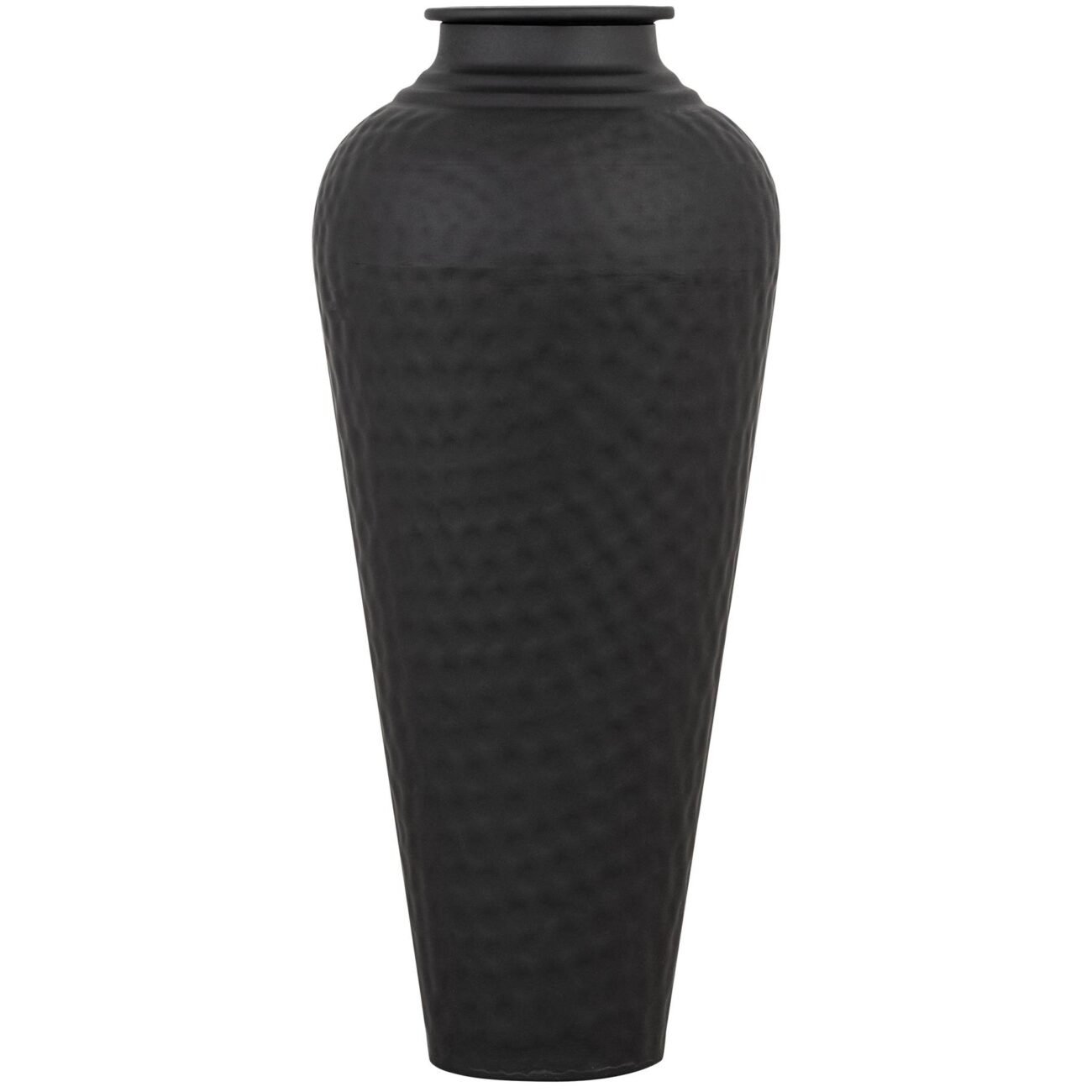 Matt Black Hammered Vase With Lid Matt Black Hammered Vase With Lid