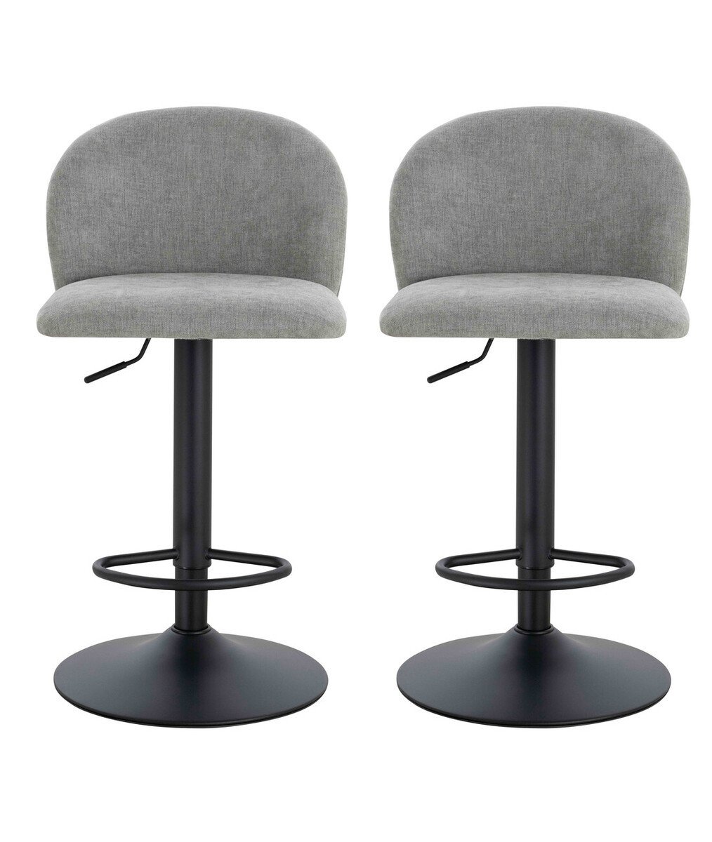 Maxell Set of 2 Light Grey Textured Fabric Curved Bar Chairs Maxell Set of 2 Light Grey Textured Fabric Curved Bar Chairs