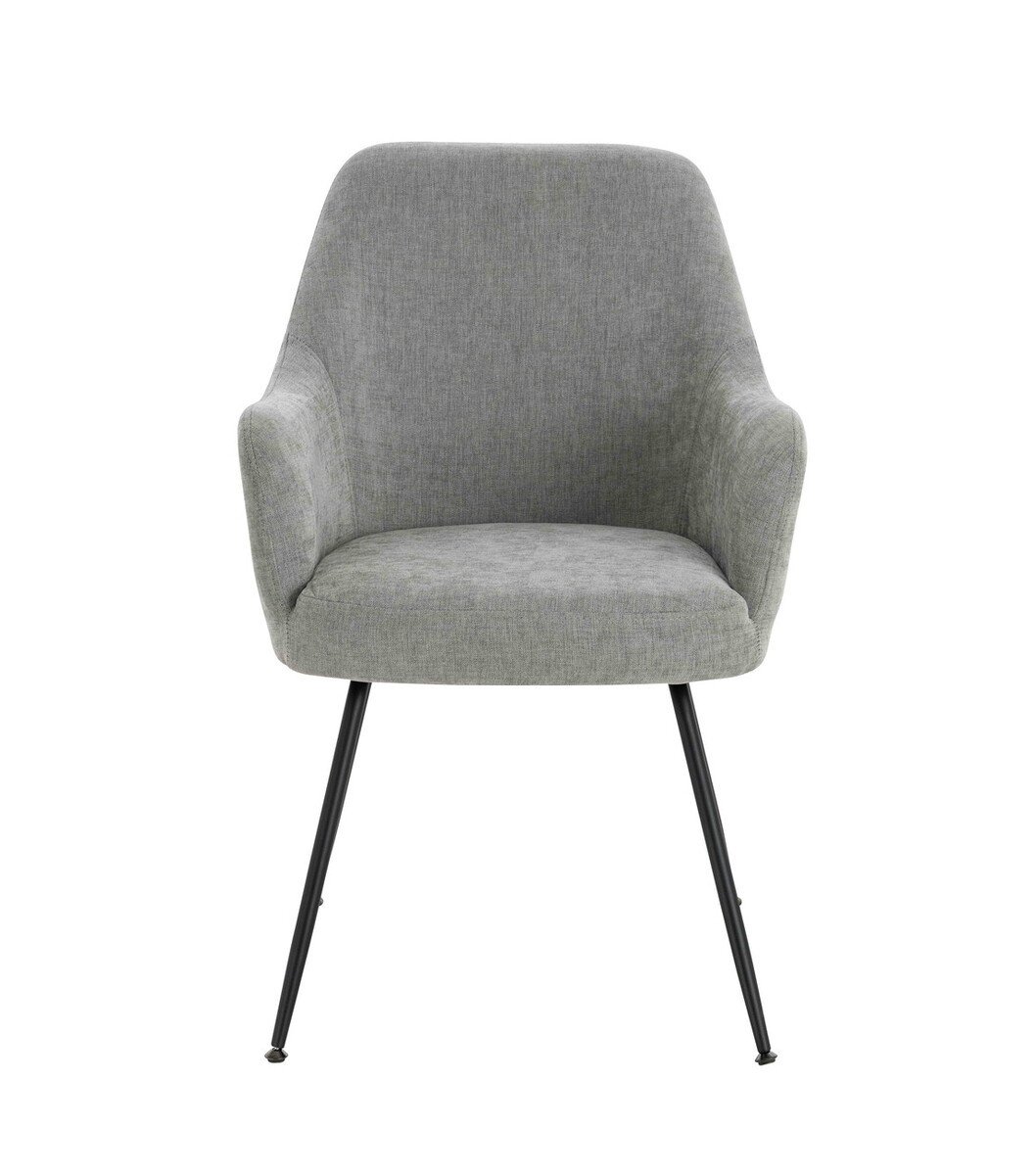Maxell Set of 2 Light Grey Textured Fabric Dining Chairs with Arms Maxell Set of 2 Light Grey Textured Fabric Dining Chairs with Arms