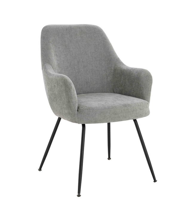 Maxell Set of 2 Light Grey Textured Fabric Dining Chairs with Arms Maxell Set of 2 Light Grey Textured Fabric Dining Chairs with Arms
