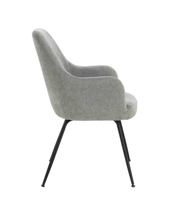 Maxell Set of 2 Light Grey Textured Fabric Dining Chairs with Arms Maxell Set of 2 Light Grey Textured Fabric Dining Chairs with Arms