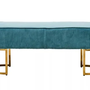 Mediere Green Velvet Ottoman Bench With Gold Finish Legs