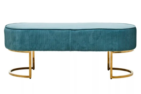 Mediere Green Velvet Ottoman Bench With Gold Finish Legs