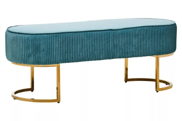 Mediere Green Velvet Ottoman Bench With Gold Finish Legs1