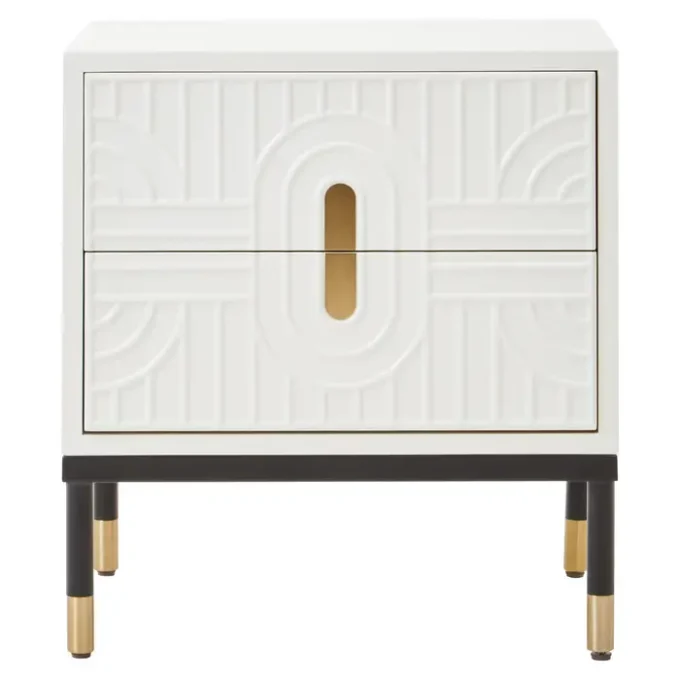 Nanta 2 Drawer Side Table in Off White