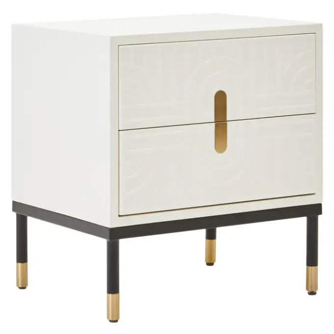Nanta 2 Drawer Side Table in Off White1