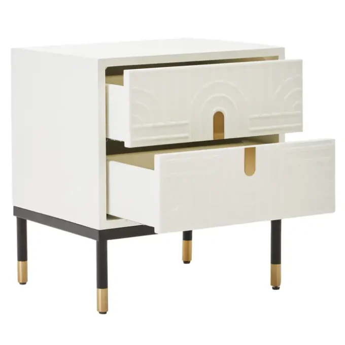 Nanta 2 Drawer Side Table in Off White2