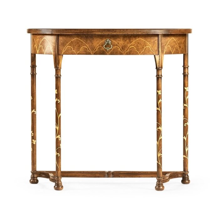 Narrow Demilune Console Table Gothic in Walnut - Eclectic Niche ...