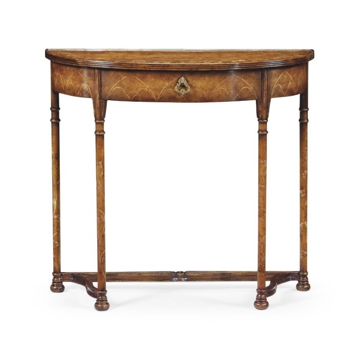 Narrow Demilune Console Table Gothic in Walnut - Eclectic Niche ...