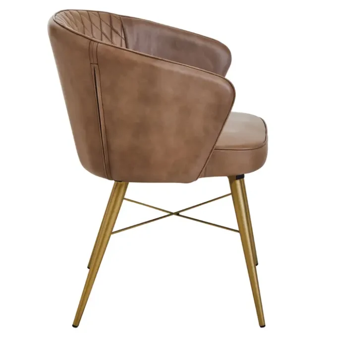 Olk Buffalo Grey Leather Chair With Gold Finish Legs2