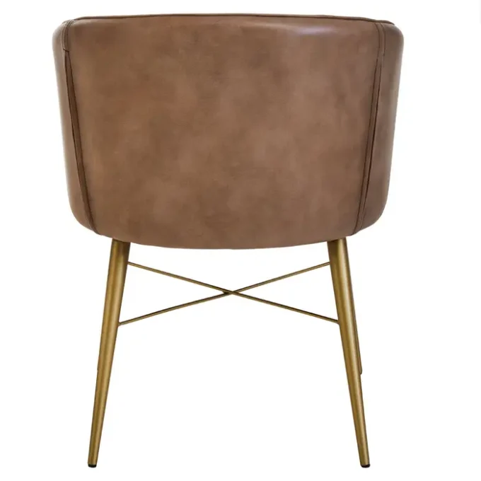 Olk Buffalo Grey Leather Chair With Gold Finish Legs3