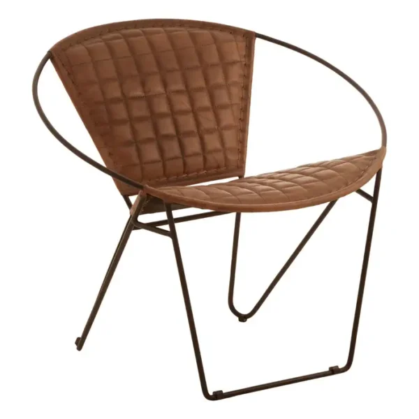 Olk Buffalo Light Brown Leather Iron Chair