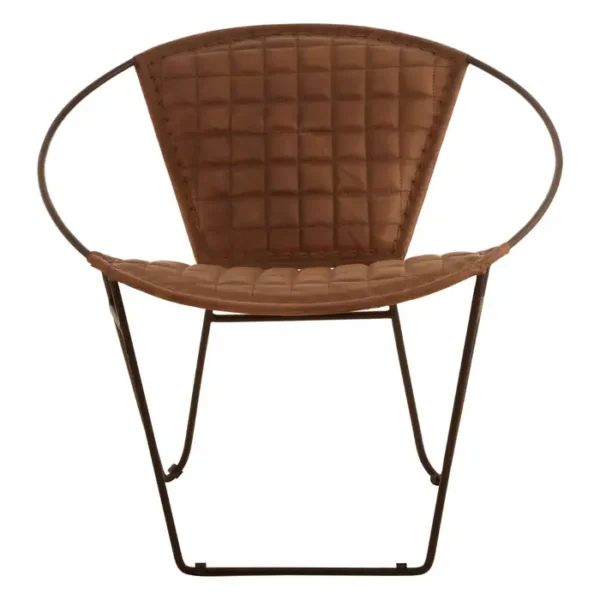 Olk Buffalo Light Brown Leather Iron Chair1
