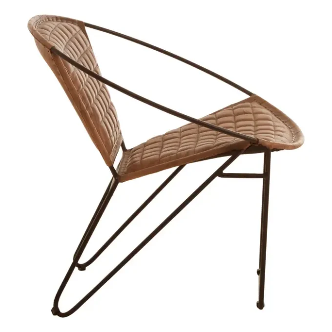 Olk Buffalo Light Brown Leather Iron Chair2