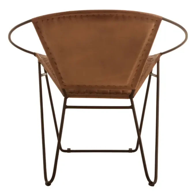 Olk Buffalo Light Brown Leather Iron Chair3