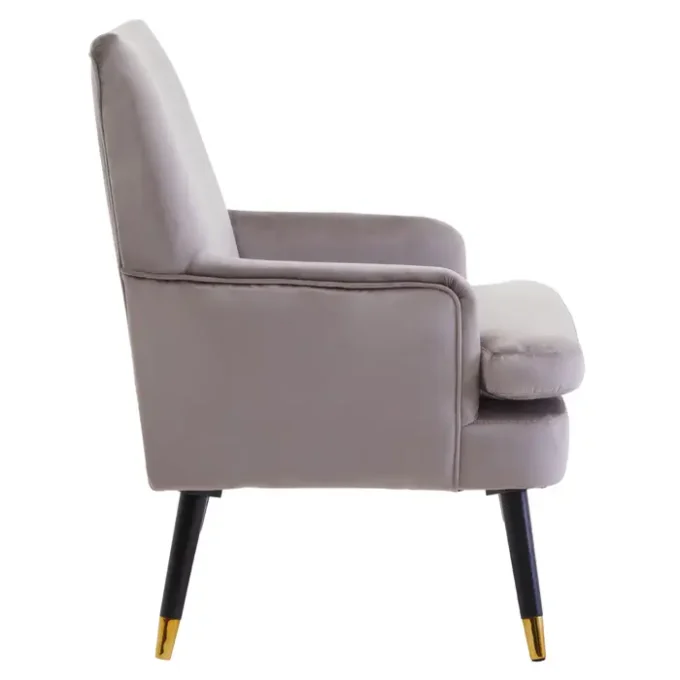 Oriel Mink Velvet Accent Chair With Wooden legs2