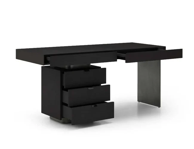 Oston Desk - Smoke Oak - Left Hand Drawers