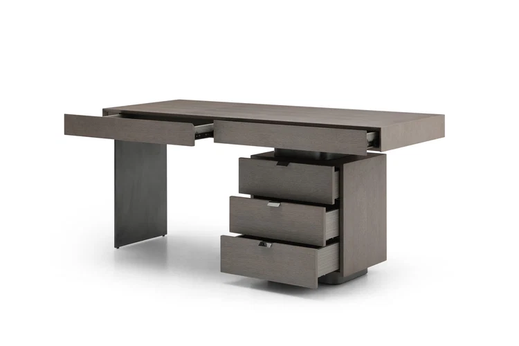 Oston Office Desk - Grey - Right Hand Drawers Oston Office Desk - Grey - Right Hand Drawers