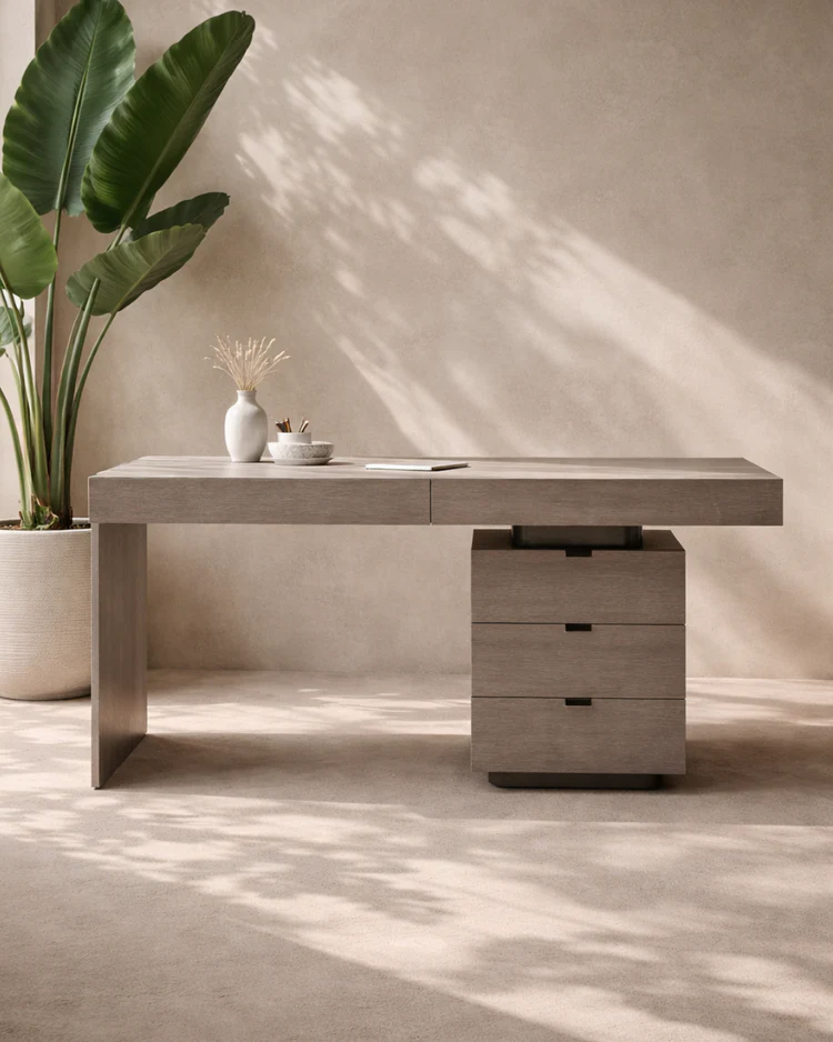 Oston Office Desk - Grey - Right Hand Drawers Oston Office Desk - Grey - Right Hand Drawers