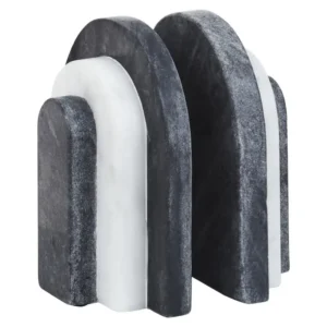 Oxie Black And White Marble Bookends