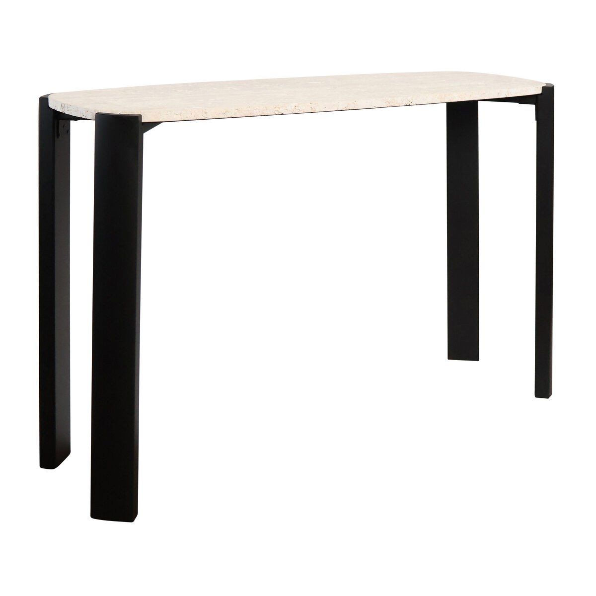 Palmo Travertine Top and Black Acacia Wood Console Table Palmo Travertine Top and Black Acacia Wood Console Table