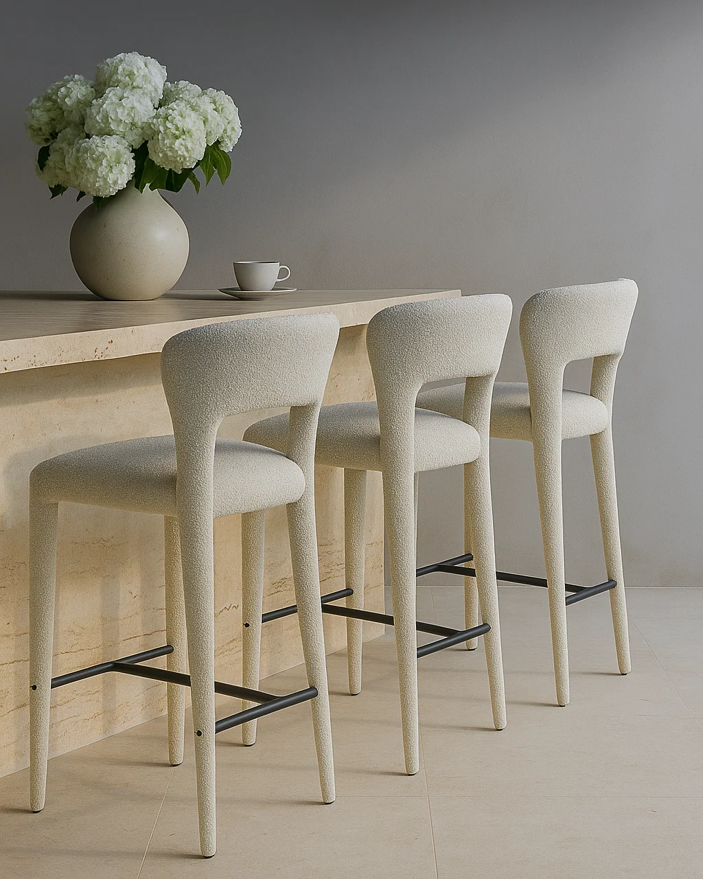 Pari I Bar Stool - Chex Polar Bouclé Pari I Bar Stool - Chex Polar Bouclé