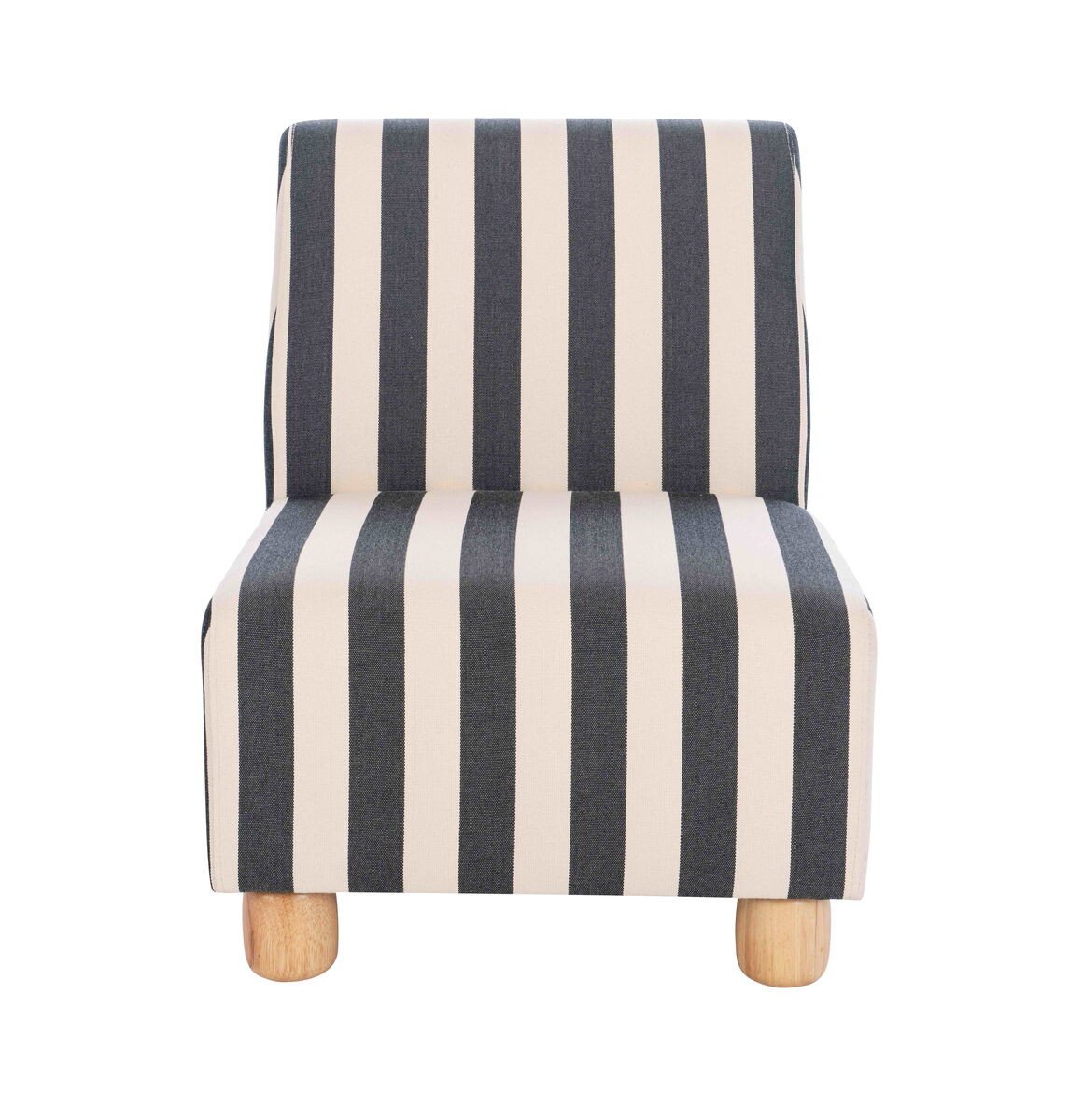 Perlarn Black and White Stripe Armless Chair with Wooden Feet Perlarn Black and White Stripe Armless Chair with Wooden Feet