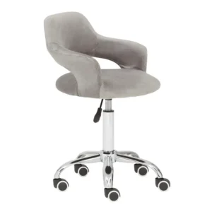 Phiona Grey Velvet Home Office Chair with Curved Back