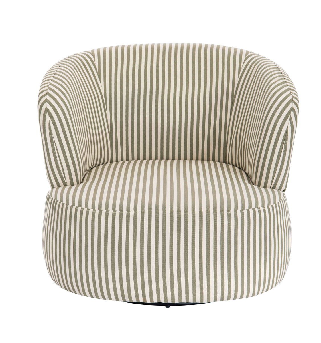 Prasac Olive Green and White Stripe Swivel Lounge Chair Prasac Olive Green and White Stripe Swivel Lounge Chair