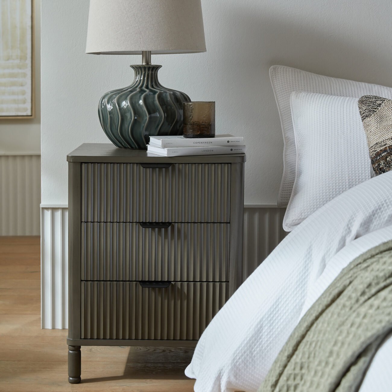 Reed Collection 3 Drawer Bedside Table Reed Collection 3 Drawer Bedside Table