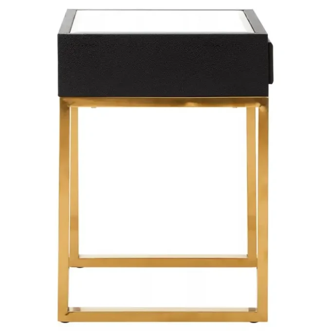 Rodoba 1 Drawer Faux Shagreen Side Table3