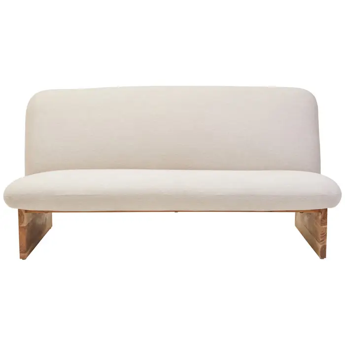 Rova Two Seater Linen Texture Armless Sofa With Wood Base Rova Two Seater Linen Texture Armless Sofa With Wood Base