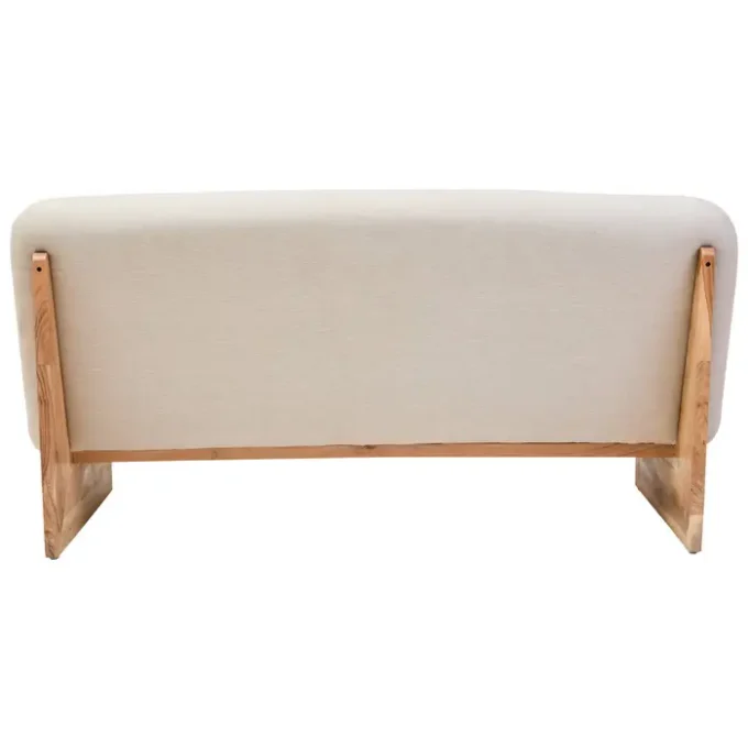 Rova Two Seater Linen Texture Armless Sofa With Wood Base3